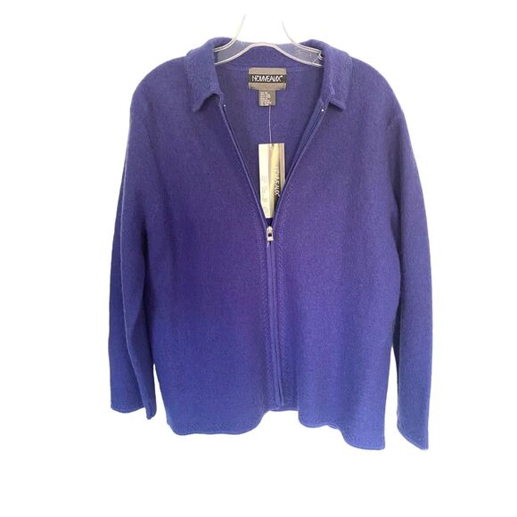 Nouveaux 100% Wool Purple Full Zip Cardigan Sz Xl NWT - Picture 1 of 12